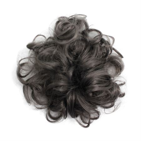 Messy Bun Hårelastik med krøllet kunstigt hår - Mørkgrå