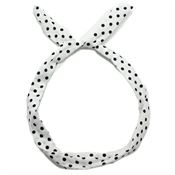 Flexi Hårbånd med ståltråd - hvid med sorte polkaprikker