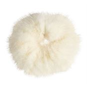 Hårelastik med pels - Faux Scrunchie, hvid