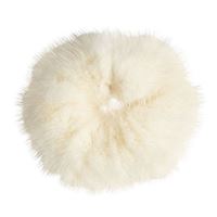 Hårelastik med pels - Faux Scrunchie, hvid