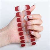 Semi Cured Gel Nail Stickers / Selvklæbende neglelak - Red French Ombre (JK-333)