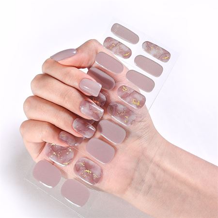 Semi Cured Gel Nail Stickers / Selvklæbende neglelak - Golden Taupe (JK-211)