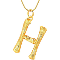 Gold Bamboo Alfabet / Bogstav Halskæde - H