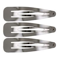 Klik hårspænder i sølv, klassisk design - 12 stk