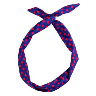 Flexi Hårbånd med ståltråd - Blå med røde polkaprikker