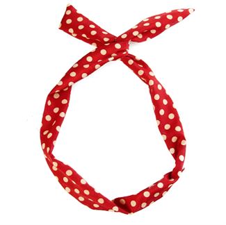 Flexi Hårbånd med ståltråd - Rød med hvide polkaprikker
