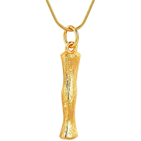 Gold Bamboo Alfabet / Bogstav Halskæde - I (U)