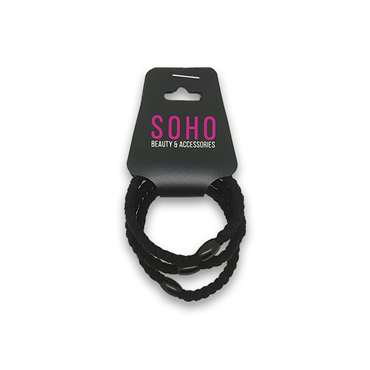 SOHO Hårelastikker - Sort 3 stk (U)