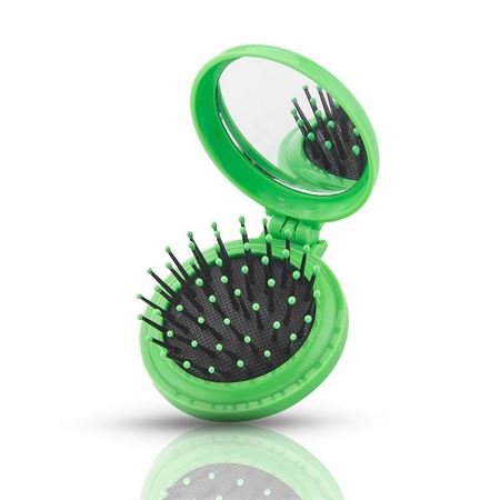 Kompakt makeup spejl med børste - grøn