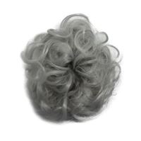 Messy Bun Hårelastik med krøllet kunstigt hår - Lys grå 