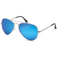 Lux® Aviator Pilot Solbriller - blå glas med sølvstel