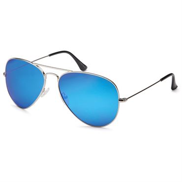 Lux Aviator Pilot Solbriller - blå glas med sølvstel (U)