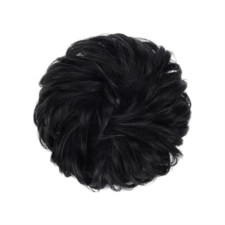 Messy Bun Hårelastik med krøllet kunstigt hår - 1# Jet Sort