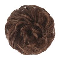 Messy Bun Hårelastik med krøllet kunstigt hår - 4/30# Chokolade Brun