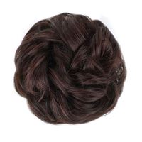 Messy Bun Hårelastik med krøllet kunstigt hår - #33 Mørkebrun med rødt skær