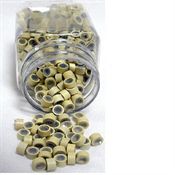 Microringe med silikone til extensions - Blond 500 stk.