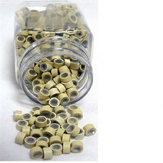 Microringe med silikone til extensions - Blond 500 stk.