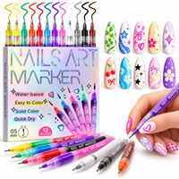 Nail art penne – 12 farver med 0,5 mm fin spids