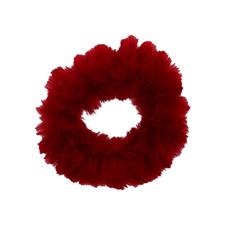 Hårelastik med pels - Faux Scrunchie, Rød