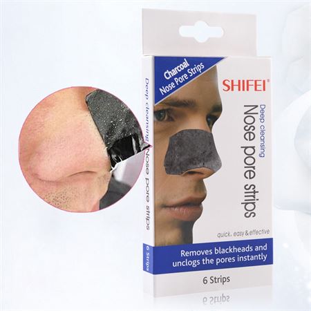 Shifei Charcoal Dybderensene Næsestrips, 6 stk - fjerner hudorme og urenheder, 6 stk