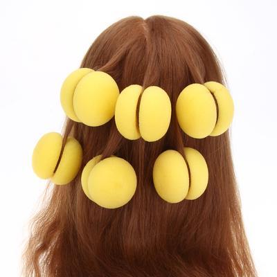 Hair Sponge curler balls - Gule skumcurlers til krøller uden varme, 6 stk