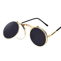 Steampunk solbriller i guld med flip funktion