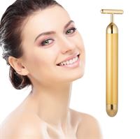 Guld Ansigts Massager - T-Bar Beauty Lifter Vibrating - Anti Wrinkle Massage Roller (U)