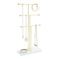 UNIQ Smykkestand / Smykketræ med 3 niveauer - Guld / Hvid
