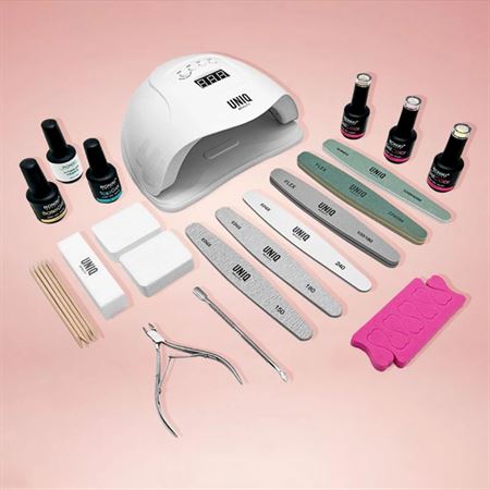 UNIQ Nail Starter Kit - Pro Gellak sæt med 80W negletørrer med display, farver og tilbehør (CA-01 Limited Edition)