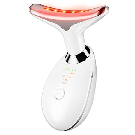 UNIQ Lysterapi massage-enhed – 7-farvet LED, varme & massage til opstramning af ansigt, nakke og hals