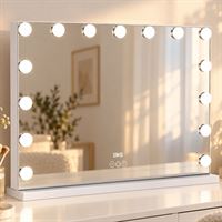 UNIQ XL Luksus Hollywood Makeup spejl med lys - 15 LED pærer og touch funktion - Hvid