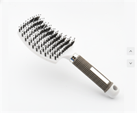 TBC Curved Paddle Brush - Detangling Hårbørste Med Vildsvinehår - White